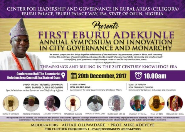 1st Eburu Adekunle Annual Symposium on Innovation In City Governance & Monarchy